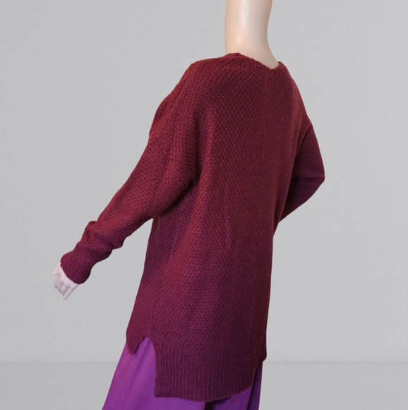 Suzy Shier Women's Burgundy Oversized V-neck Cable Knit Sweater - Picture 11 of 16